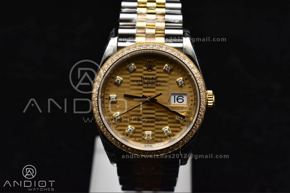 DateJust 36 SS 126283rbr VSF 1:1 Best Edition 904L Steel YG Textured Diamonds Dial on Jubilee Bracelet VS3235