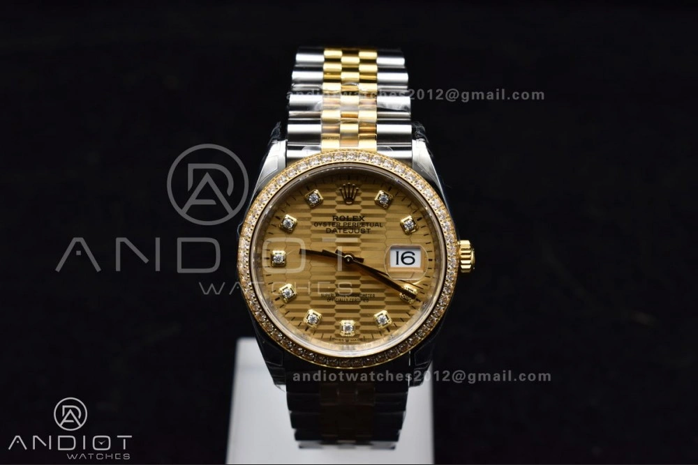 DateJust 36 SS 126283rbr VSF 1:1 Best Edition 904L Steel YG Textured Diamonds Dial on Jubilee Bracelet VS3235