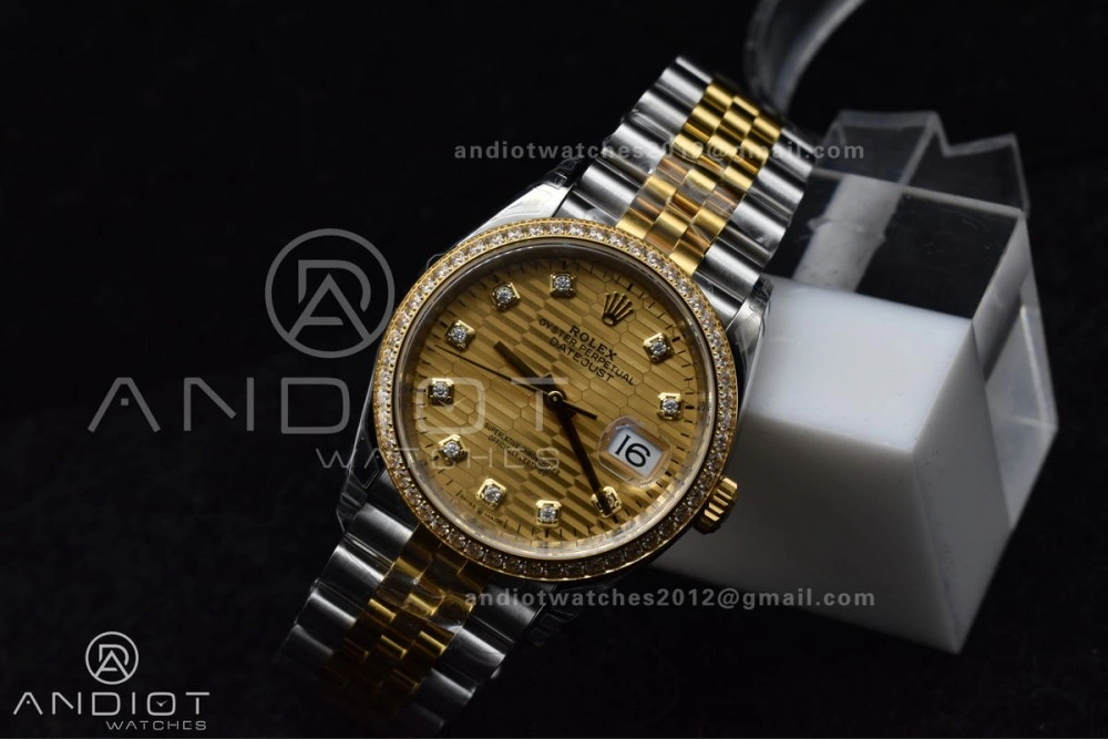 DateJust 36 SS 126283rbr VSF 1:1 Best Edition 904L Steel YG Textured Diamonds Dial on Jubilee Bracelet VS3235