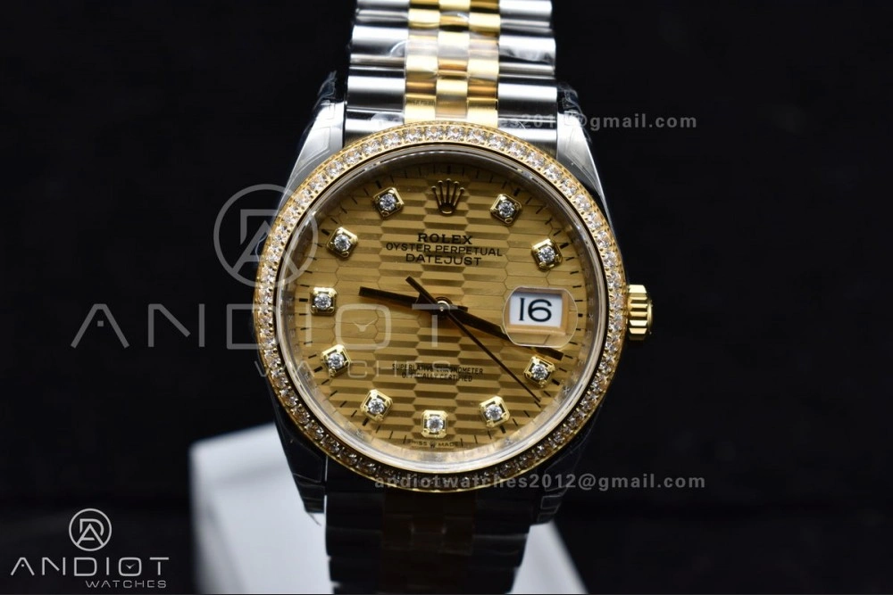 DateJust 36 SS 126283rbr VSF 1:1 Best Edition 904L Steel YG Textured Diamonds Dial on Jubilee Bracelet VS3235