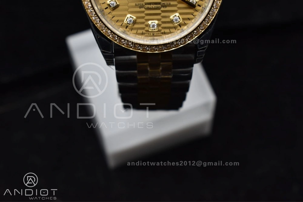 DateJust 36 SS 126283rbr VSF 1:1 Best Edition 904L Steel YG Textured Diamonds Dial on Jubilee Bracelet VS3235