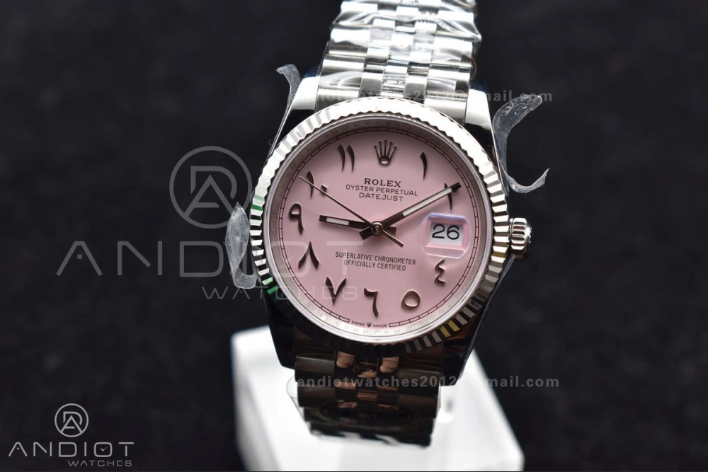 DateJust 36 SS DIWF 1:1 Best Edition 904L Steel Pink Arabic Dial on Jubilee Bracelet SA3235