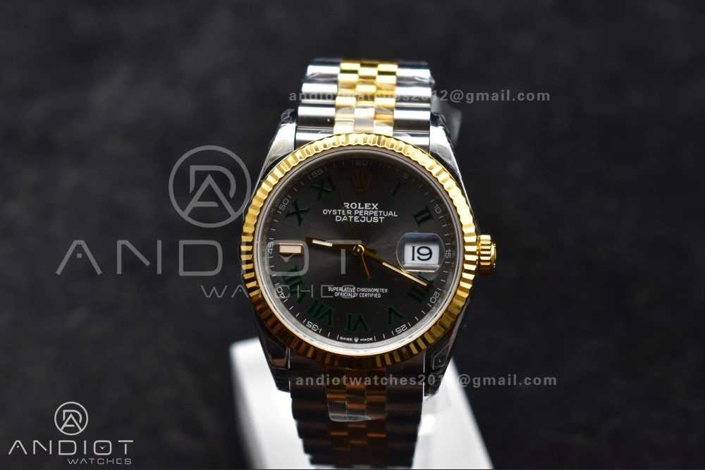 DateJust 36 SS RG 126231 VSF 1:1 Best Edition 904L Steel Gray Dial Green Roman Marker on Jubilee Bracelet VS3235