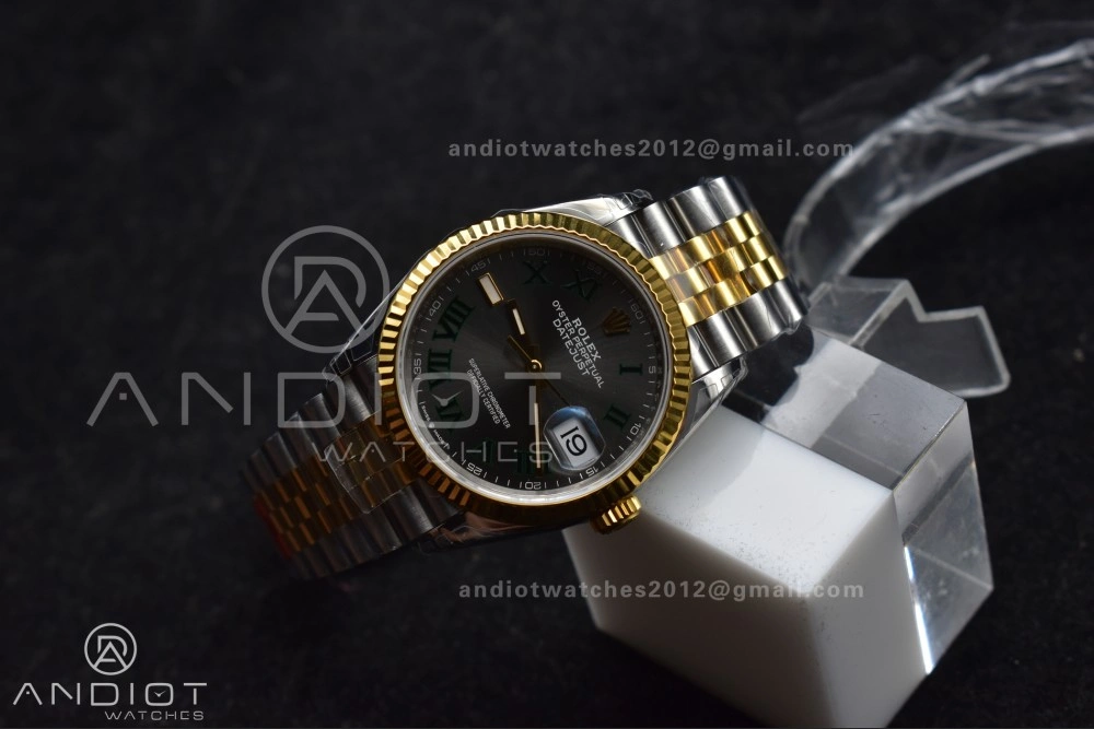 DateJust 36 SS RG 126231 VSF 1:1 Best Edition 904L Steel Gray Dial Green Roman Marker on Jubilee Bracelet VS3235