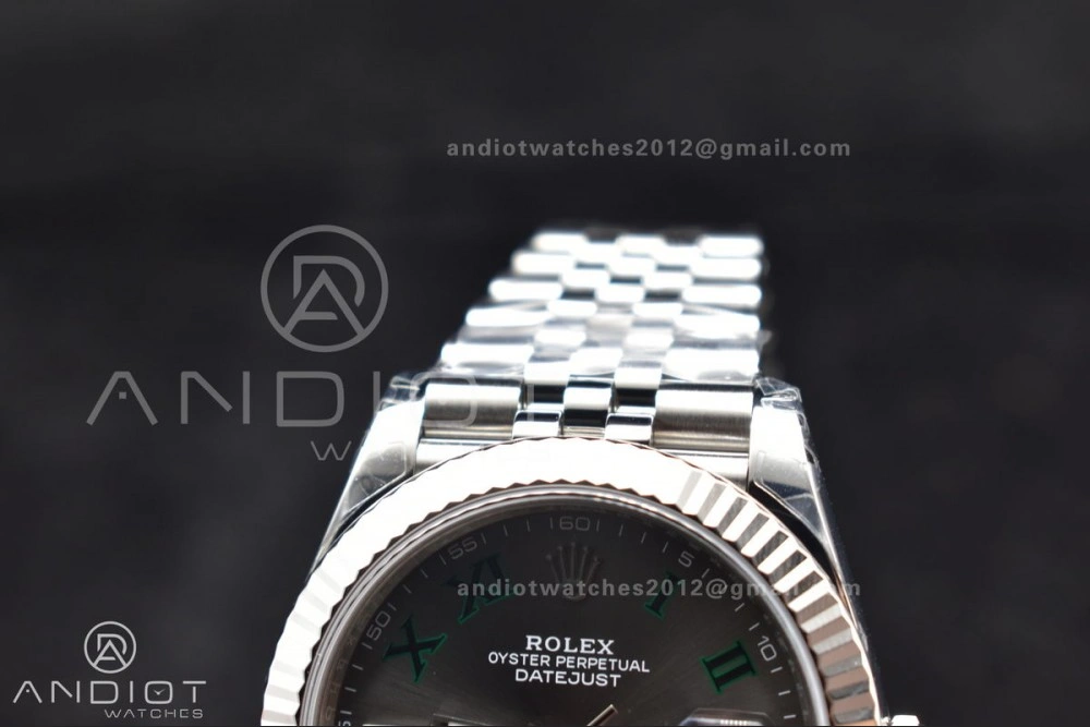 DateJust 41 126330 904L SS VSF 1:1 Best Edition Gray Dial Green Roman on Jubilee Bracelet VS3235