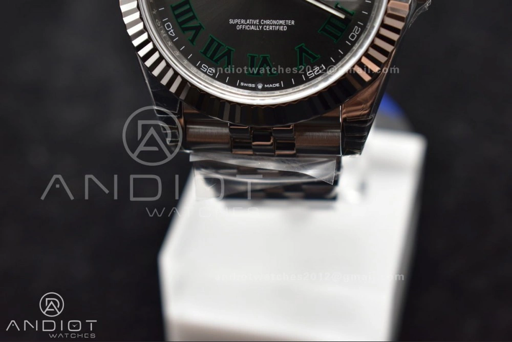 DateJust 41 126330 904L SS VSF 1:1 Best Edition Gray Dial Green Roman on Jubilee Bracelet VS3235