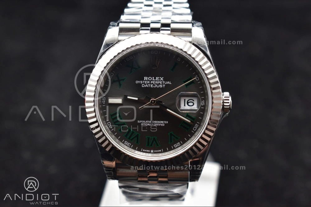 DateJust 41 126330 904L SS VSF 1:1 Best Edition Gray Dial Green Roman on Jubilee Bracelet VS3235