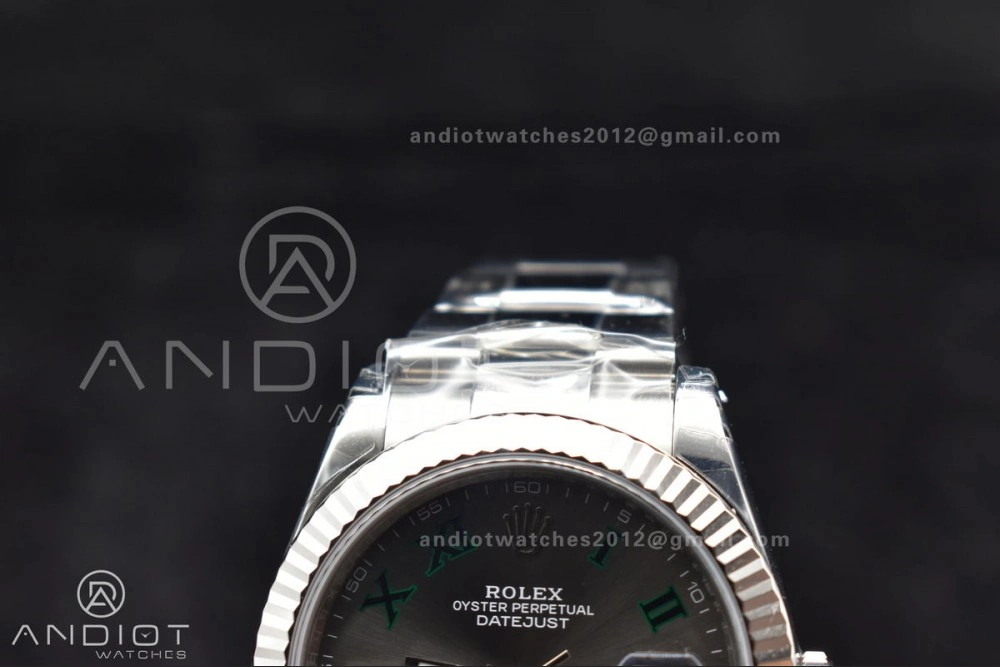 DateJust 41 126330 904L SS VSF 1:1 Best Edition Gray Dial Green Roman on Oyster Bracelet VS3235