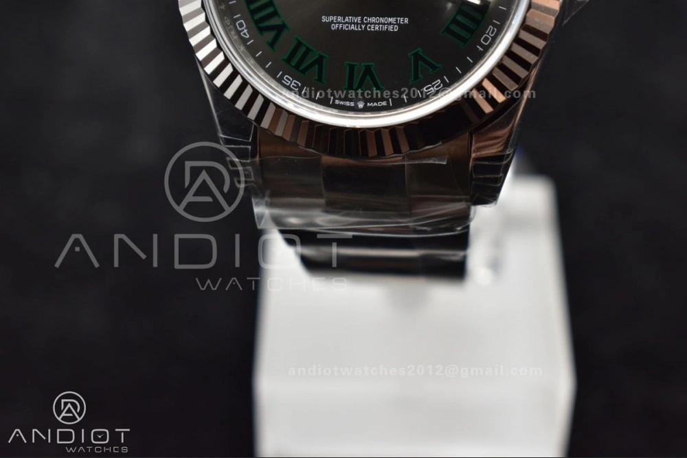 DateJust 41 126330 904L SS VSF 1:1 Best Edition Gray Dial Green Roman on Oyster Bracelet VS3235