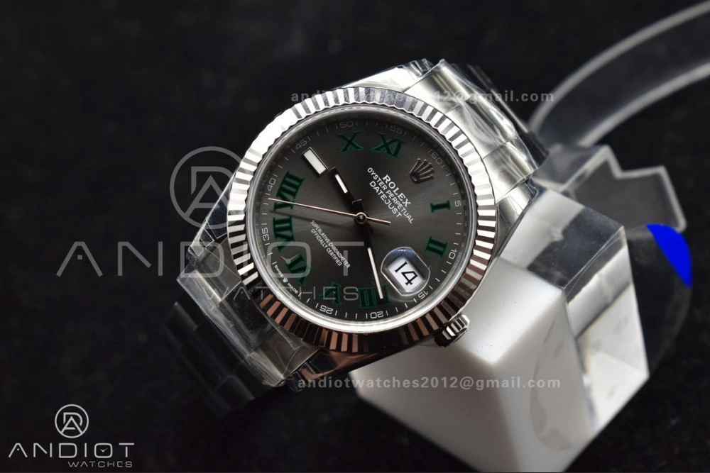 DateJust 41 126330 904L SS VSF 1:1 Best Edition Gray Dial Green Roman on Oyster Bracelet VS3235