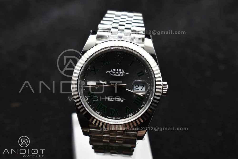 DateJust 41 126330 Wimbledon 904L SS ARF 1:1 Best Edition Gray Dial Green Roman On Jubilee Bracelet Vr3235