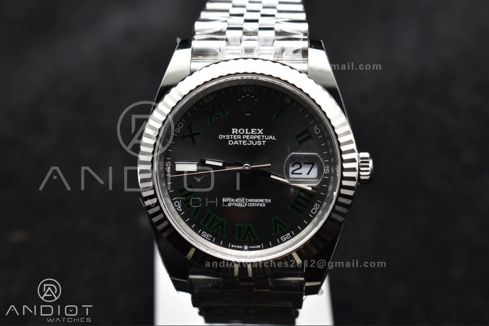 DateJust 41 126330 Wimbledon 904L SS ARF 1:1 Best Edition Gray Dial Green Roman On Jubilee Bracelet Vr3235