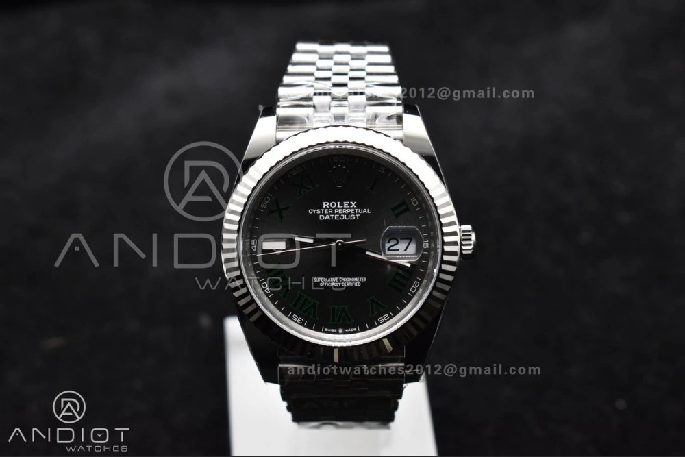 DateJust 41 126330 Wimbledon 904L SS ARF 1:1 Best Edition Gray Dial Green Roman On Jubilee Bracelet Vr3235