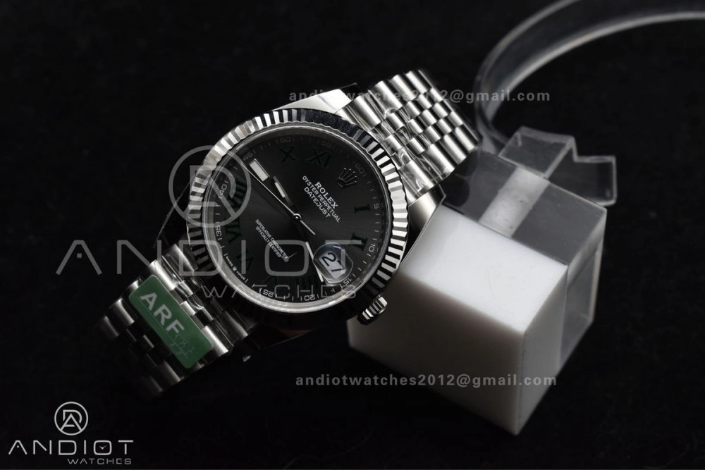 DateJust 41 126330 Wimbledon 904L SS ARF 1:1 Best Edition Gray Dial Green Roman On Jubilee Bracelet Vr3235