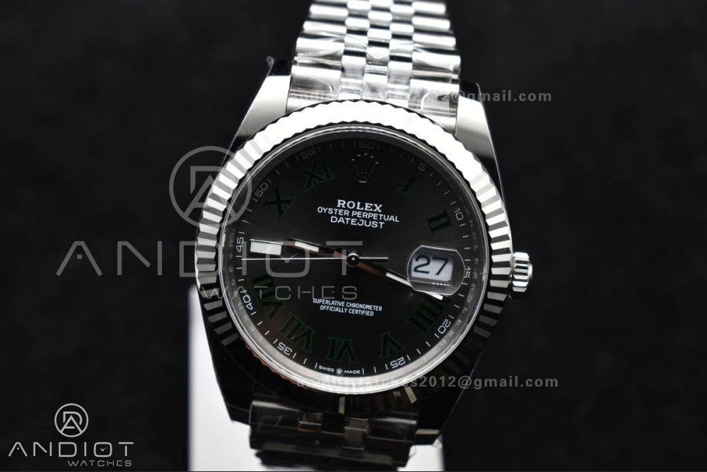 DateJust 41 126330 Wimbledon 904L SS ARF 1:1 Best Edition Gray Dial Green Roman On Jubilee Bracelet Vr3235