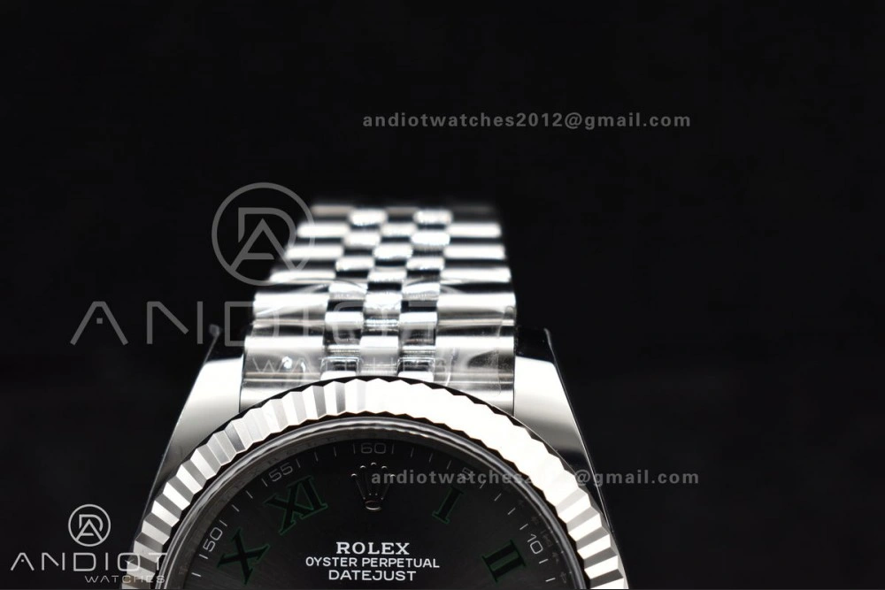 DateJust 41 126330 Wimbledon 904L SS ARF 1:1 Best Edition Gray Dial Green Roman On Jubilee Bracelet Vr3235