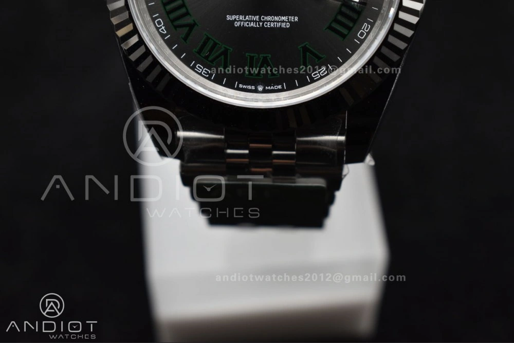 DateJust 41 126330 Wimbledon 904L SS ARF 1:1 Best Edition Gray Dial Green Roman On Jubilee Bracelet Vr3235
