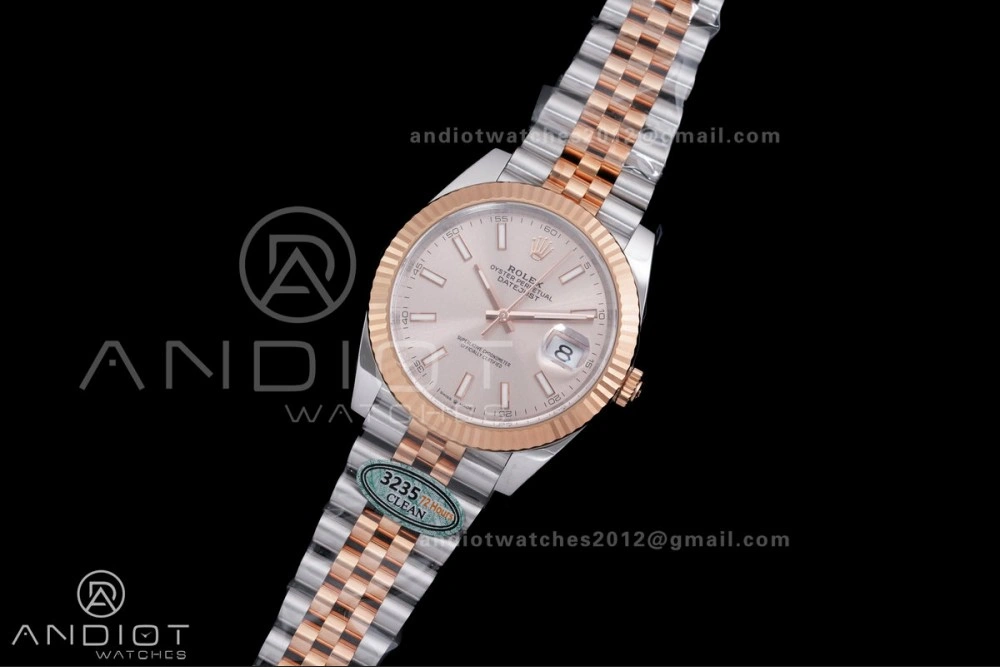 DateJust 41 126331 Clean 1:1 Best Edition 904L Steel Champagne Dial on SS RG Jubilee Bracelet SH3235