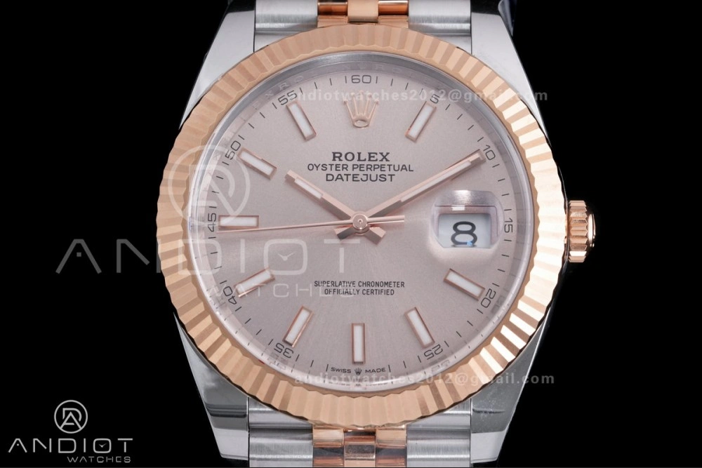 DateJust 41 126331 Clean 1:1 Best Edition 904L Steel Champagne Dial on SS RG Jubilee Bracelet SH3235