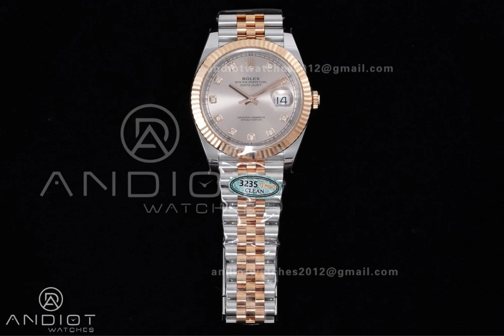 DateJust 41 126331 Clean 1:1 Best Edition 904L Steel RG Diamonds Dial on SS RG Jubilee Bracelet SH3235