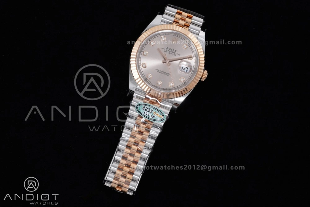 DateJust 41 126331 Clean 1:1 Best Edition 904L Steel RG Diamonds Dial on SS RG Jubilee Bracelet SH3235