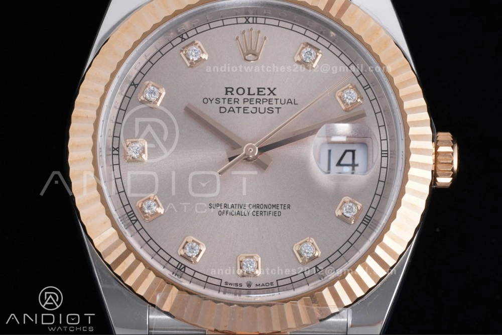 DateJust 41 126331 Clean 1:1 Best Edition 904L Steel RG Diamonds Dial on SS RG Jubilee Bracelet SH3235