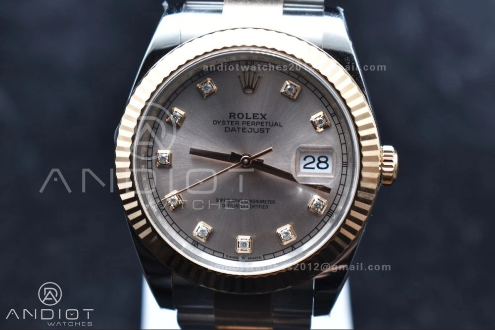 DateJust 41 126331 Clean 1:1 Best Edition 904L Steel RG Diamonds Dial on SS RG Jubilee Bracelet VR3235