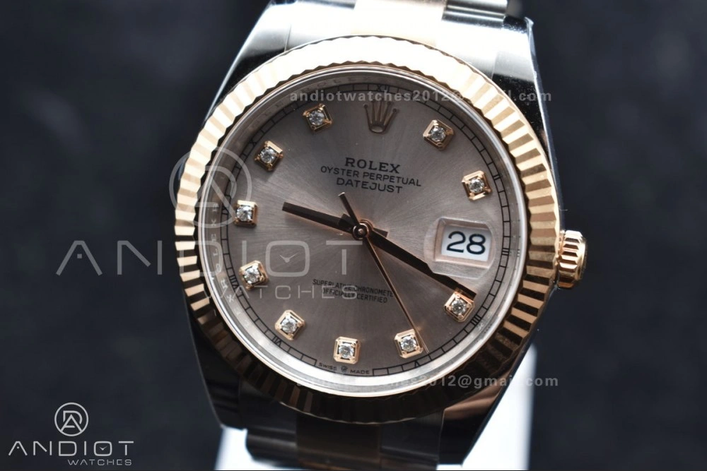 DateJust 41 126331 Clean 1:1 Best Edition 904L Steel RG Diamonds Dial on SS RG Jubilee Bracelet VR3235