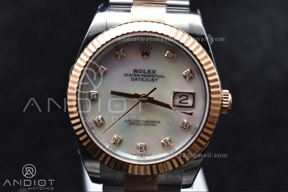 DateJust 41 126331 Clean 1:1 Best Edition 904L Steel White MOP Diamonds Dial RG on Jubilee Bracelet VR3235
