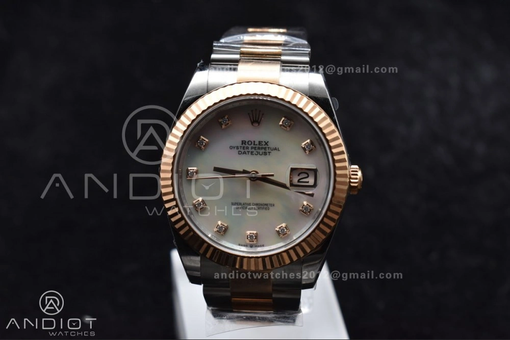 DateJust 41 126331 Clean 1:1 Best Edition 904L Steel White MOP Diamonds Dial RG on Jubilee Bracelet VR3235