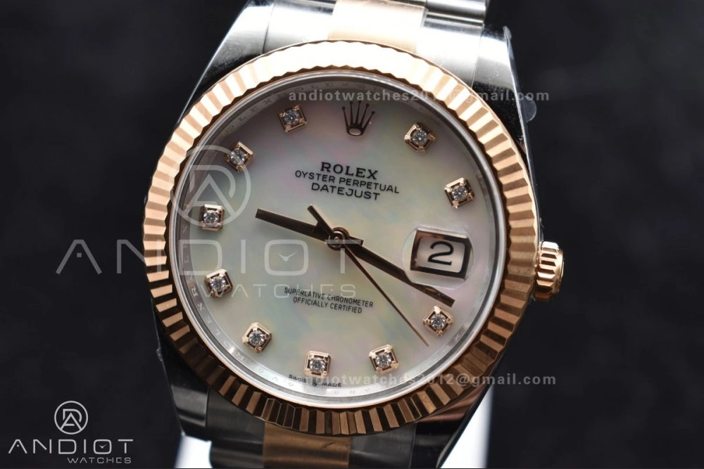 DateJust 41 126331 Clean 1:1 Best Edition 904L Steel White MOP Diamonds Dial RG on Jubilee Bracelet VR3235