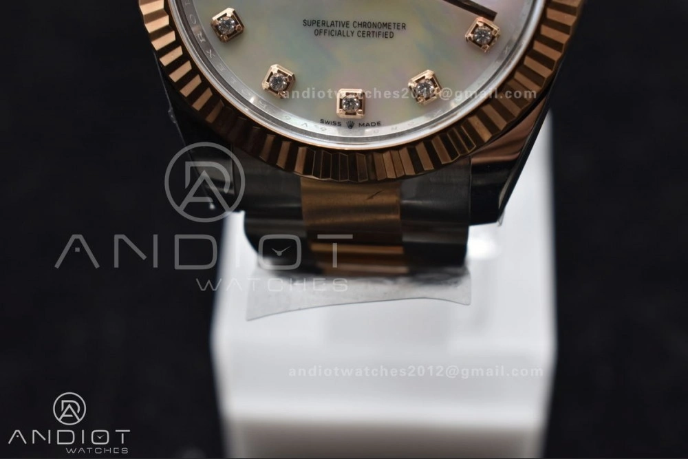 DateJust 41 126331 Clean 1:1 Best Edition 904L Steel White MOP Diamonds Dial RG on Jubilee Bracelet VR3235