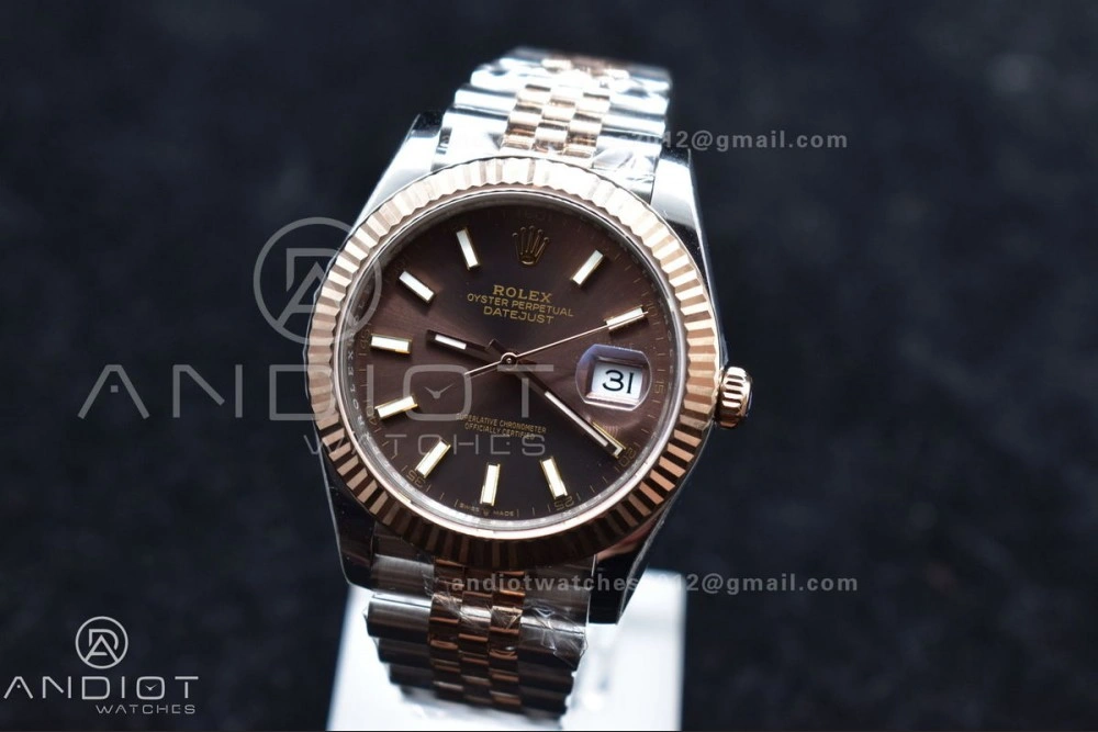 DateJust 41 126331 VSF 1:1 Best Edition 904L Steel Brown Dial on SS RG Jubilee Bracelet VS3235