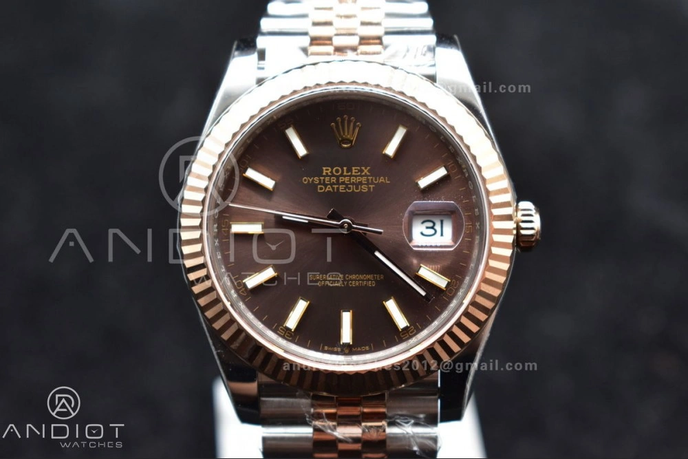 DateJust 41 126331 VSF 1:1 Best Edition 904L Steel Brown Dial on SS RG Jubilee Bracelet VS3235