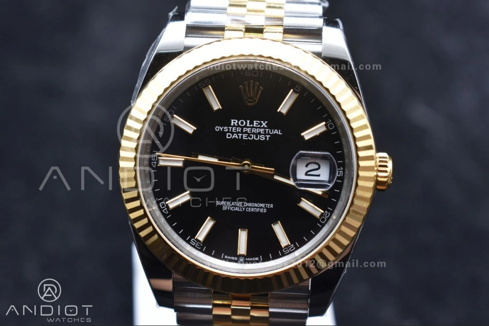 DateJust 41 126333 Clean 1:1 Best Edition 904L Steel Black Stick Dial on SS YG Jubilee Bracelet VR3235