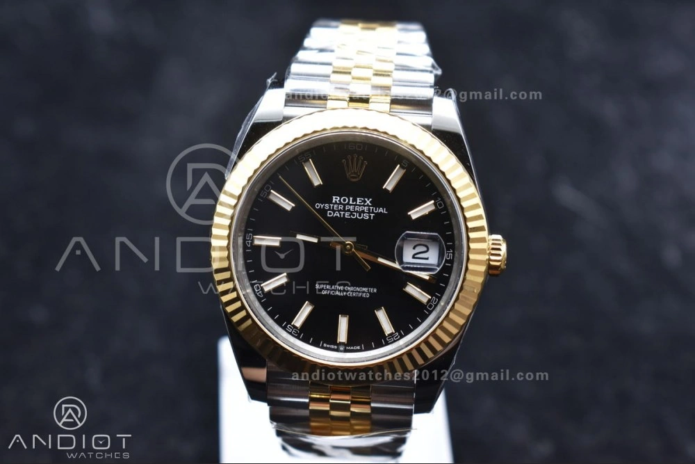 DateJust 41 126333 Clean 1:1 Best Edition 904L Steel Black Stick Dial on SS YG Jubilee Bracelet VR3235