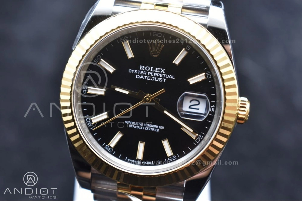 DateJust 41 126333 Clean 1:1 Best Edition 904L Steel Black Stick Dial on SS YG Jubilee Bracelet VR3235