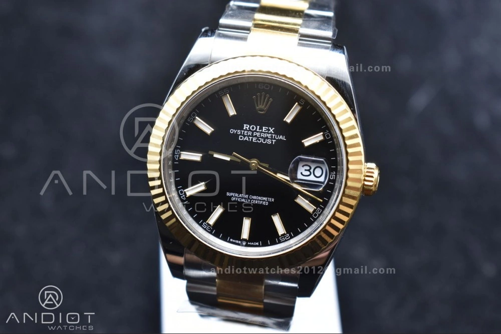 DateJust 41 126333 Clean 1:1 Best Edition 904L Steel Black Stick Dial on SS YG Oyster Bracelet VR3235