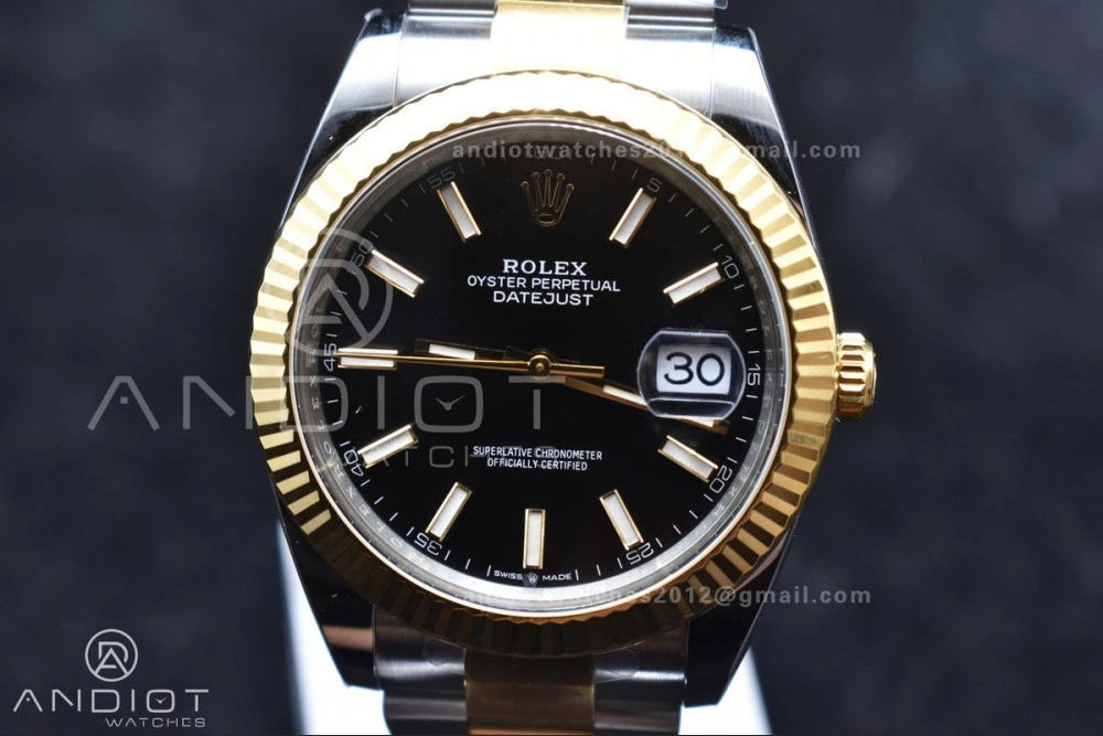 DateJust 41 126333 Clean 1:1 Best Edition 904L Steel Black Stick Dial on SS YG Oyster Bracelet VR3235