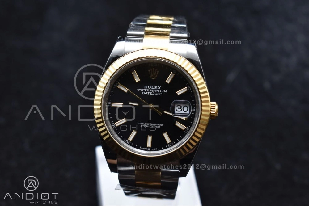 DateJust 41 126333 Clean 1:1 Best Edition 904L Steel Black Stick Dial on SS YG Oyster Bracelet VR3235