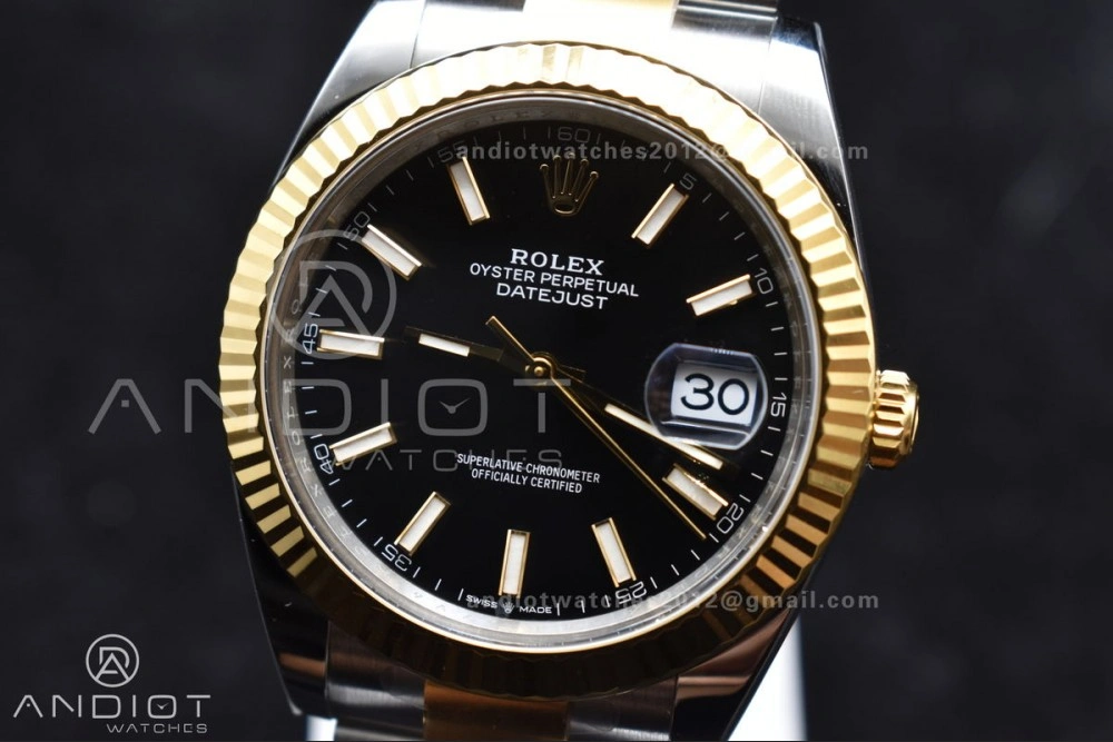 DateJust 41 126333 Clean 1:1 Best Edition 904L Steel Black Stick Dial on SS YG Oyster Bracelet VR3235