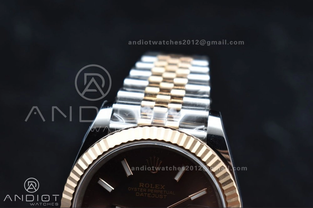 DateJust 41 126333 Clean 1:1 Best Edition 904L Steel Brown Stick Dial on SS RG Jubilee Bracelet VR3235