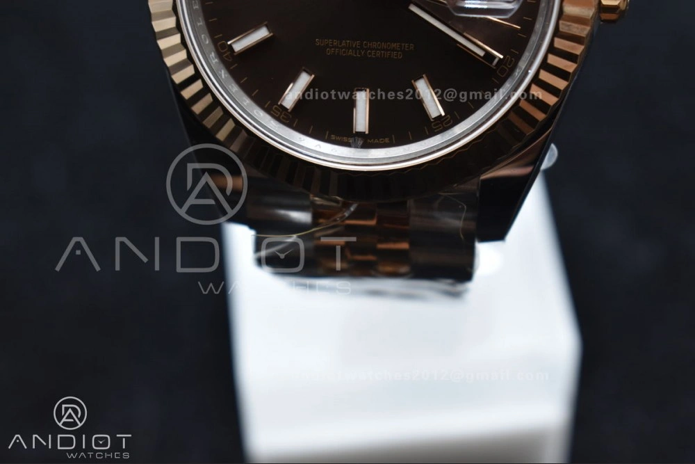 DateJust 41 126333 Clean 1:1 Best Edition 904L Steel Brown Stick Dial on SS RG Jubilee Bracelet VR3235