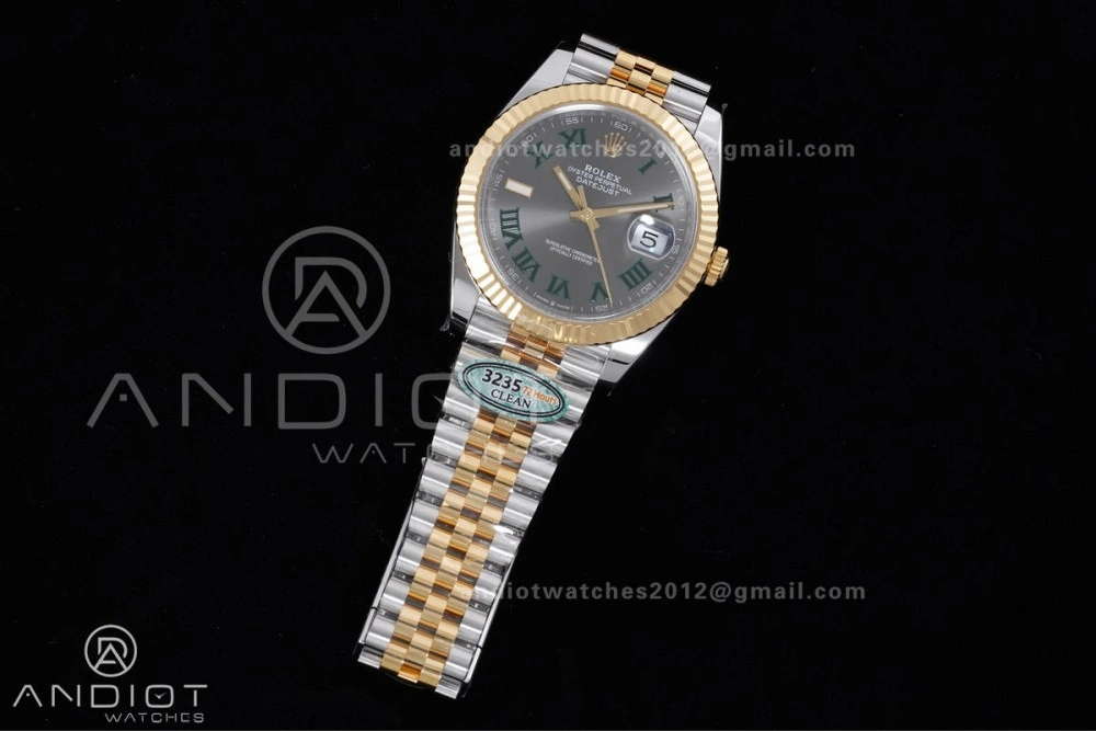 DateJust 41 126333 Clean 1:1 Best Edition 904L Steel Gray Dial Green Roman Marker on SS YG Jubilee Bracelet SH3235 (72 Hours Power Reserve)