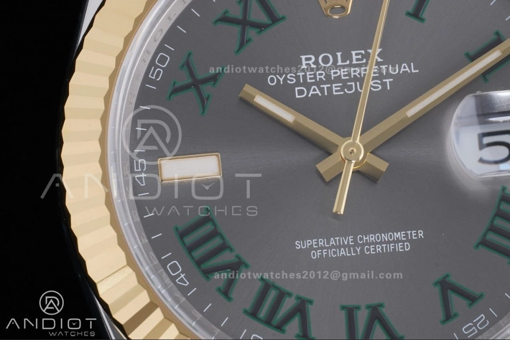 DateJust 41 126333 Clean 1:1 Best Edition 904L Steel Gray Dial Green Roman Marker on SS YG Jubilee Bracelet SH3235 (72 Hours Power Reserve)