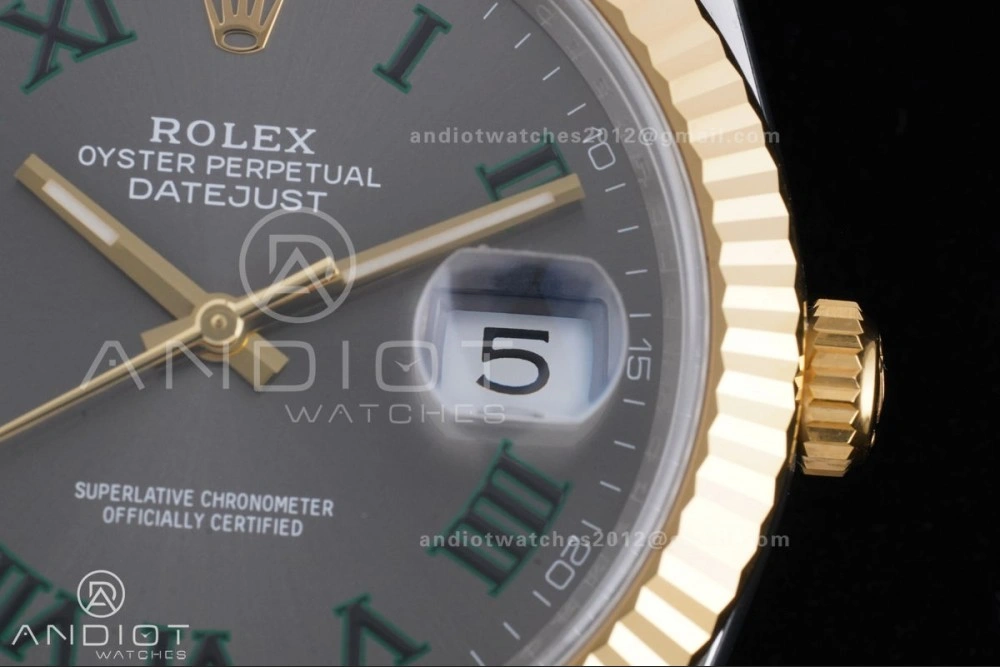 DateJust 41 126333 Clean 1:1 Best Edition 904L Steel Gray Dial Green Roman Marker on SS YG Jubilee Bracelet SH3235 (72 Hours Power Reserve)