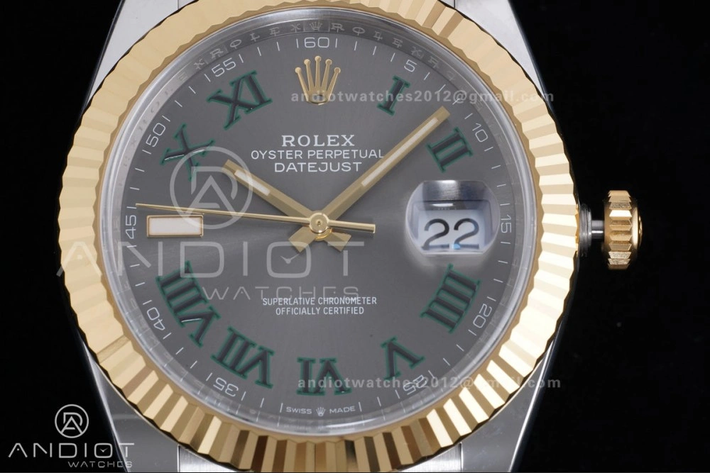 DateJust 41 126333 Clean 1:1 Best Edition 904L Steel Gray Dial Green Roman Marker on SS YG Oyster Bracelet SH3235 (72 Hours Power Reserve)