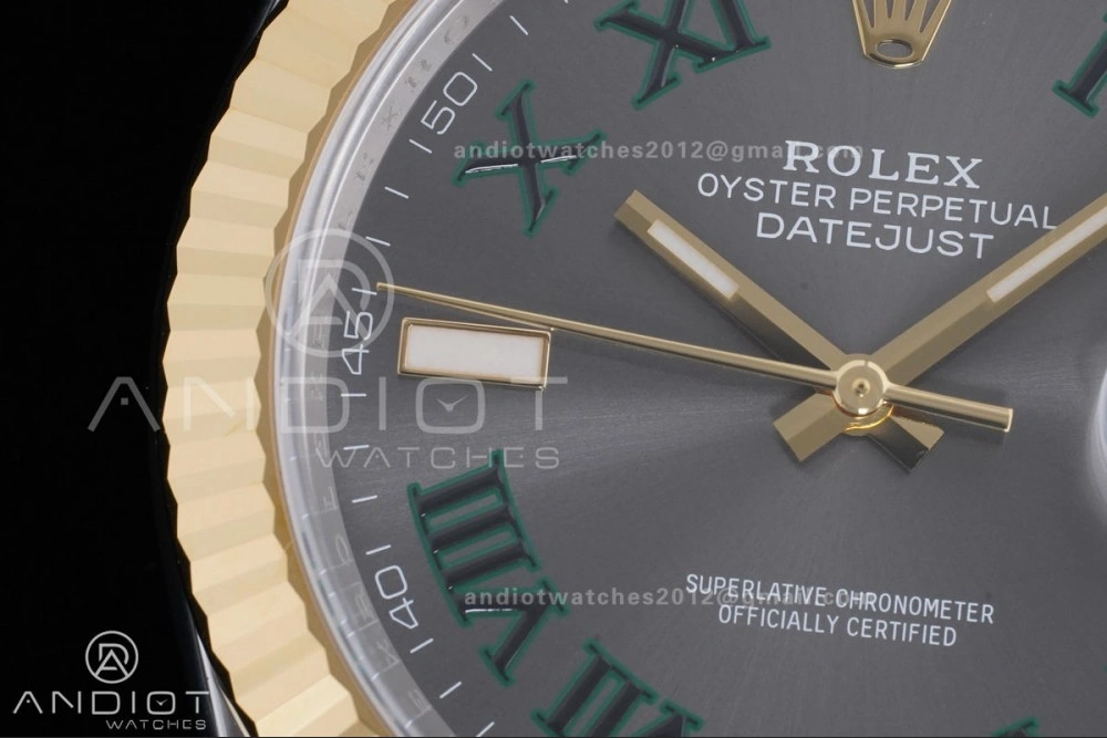 DateJust 41 126333 Clean 1:1 Best Edition 904L Steel Gray Dial Green Roman Marker on SS YG Oyster Bracelet SH3235 (72 Hours Power Reserve)