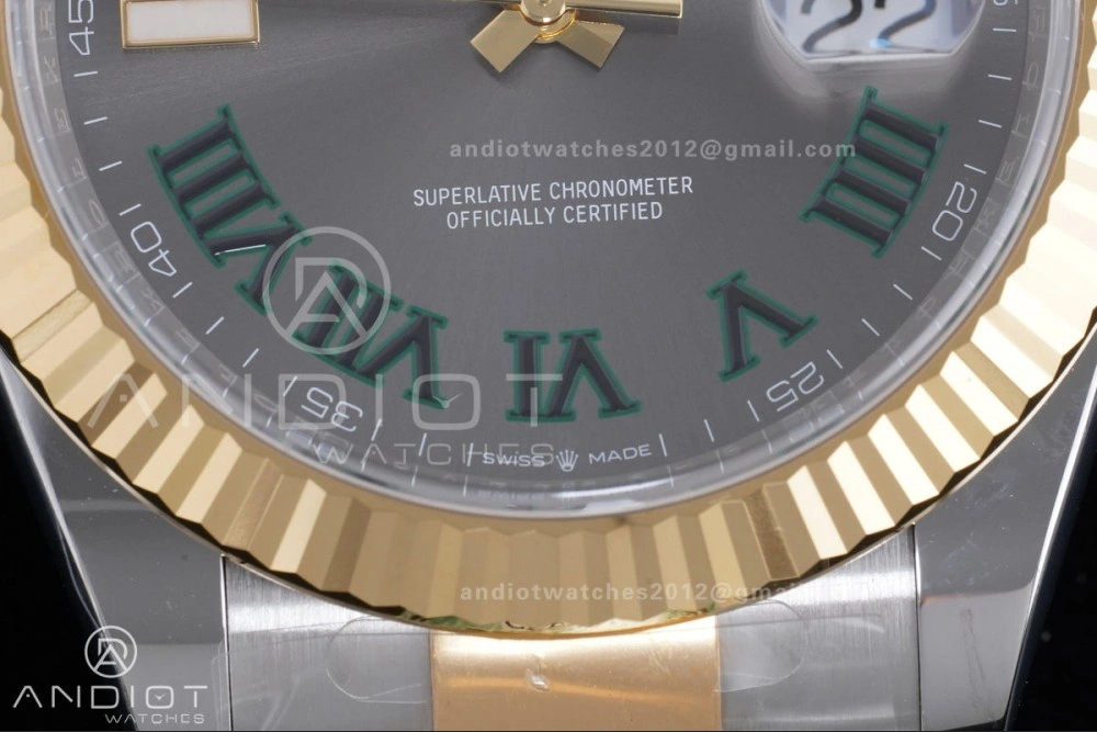 DateJust 41 126333 Clean 1:1 Best Edition 904L Steel Gray Dial Green Roman Marker on SS YG Oyster Bracelet SH3235 (72 Hours Power Reserve)