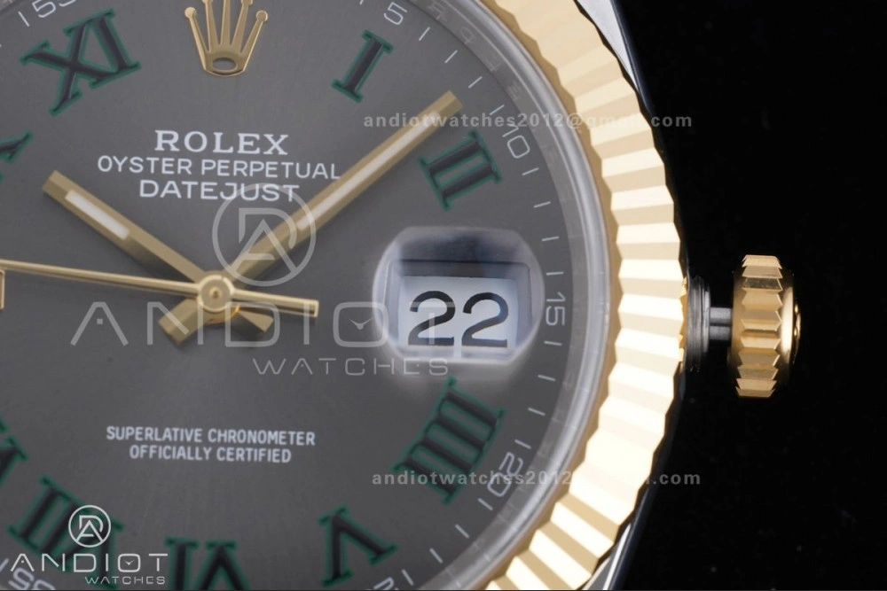 DateJust 41 126333 Clean 1:1 Best Edition 904L Steel Gray Dial Green Roman Marker on SS YG Oyster Bracelet SH3235 (72 Hours Power Reserve)
